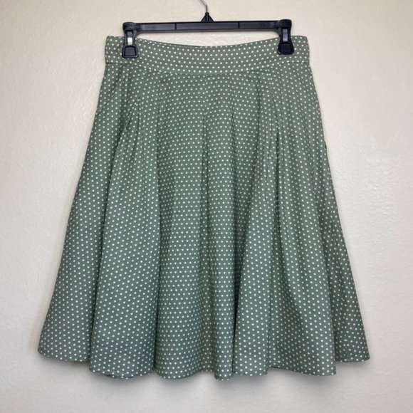 ANTHROPOLOGIE | Green Polka Dot Midi Skirt - Picture 3 of 8